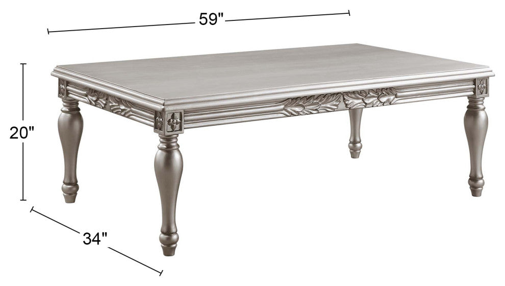 Wood Rectangular Coffee Table, Platinum