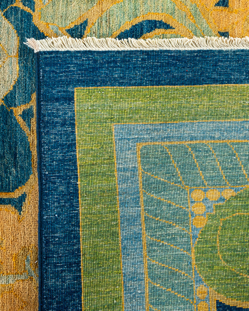 Arts and Crafts, One-of-a-Kind Handmade Area Rug Blue, 17'4"x12'1"