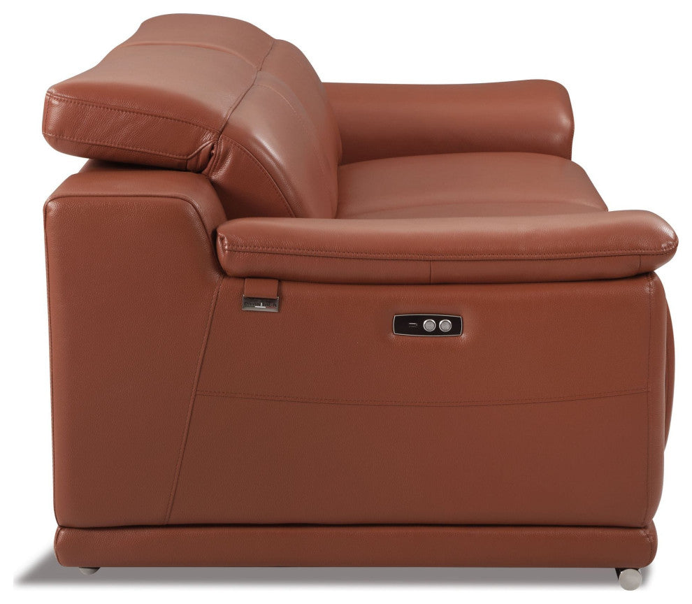 Veneto Italian Leather Power Reclining Sofa Camel