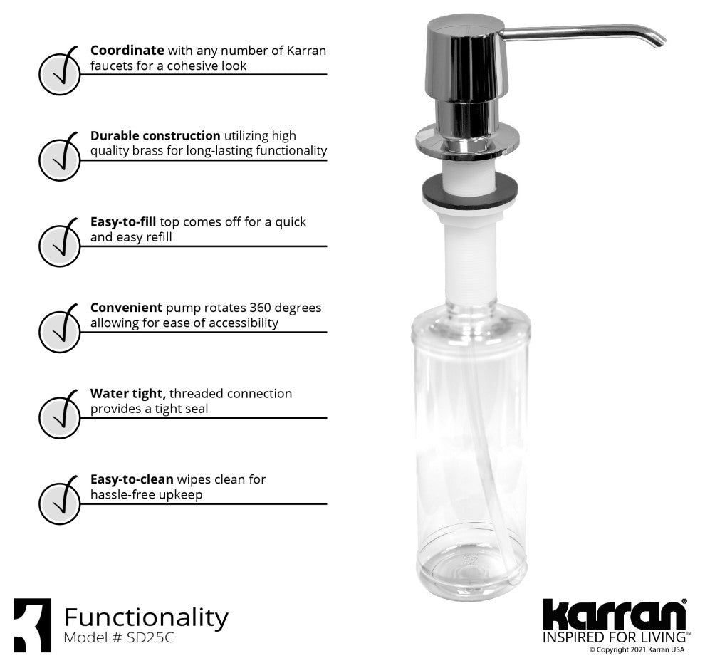 Karran 1-Handle Pull-Down Kitchen Faucet With Soap Dispenser, Chrome