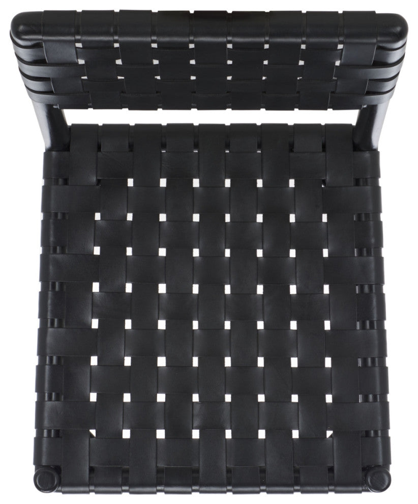 Safavieh Couture Jeremiah Woven Leather Dining Chair, Black