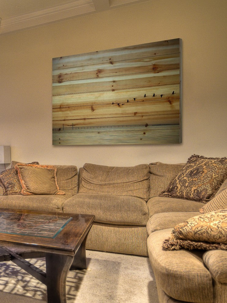 "In Formation" Painting Print on Natural Pine Wood, 36"x24"