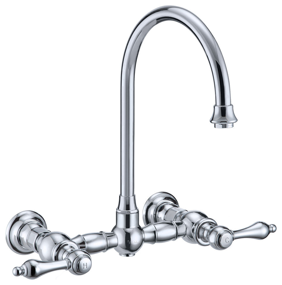 Vintage III Plus Wall Mount Faucet With a Long Gooseneck Swivel Spout, Lever Ha