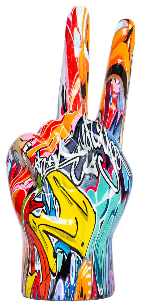 Interior Illusions Plus Street Art Peace Sign Tabletop, 9" Tall