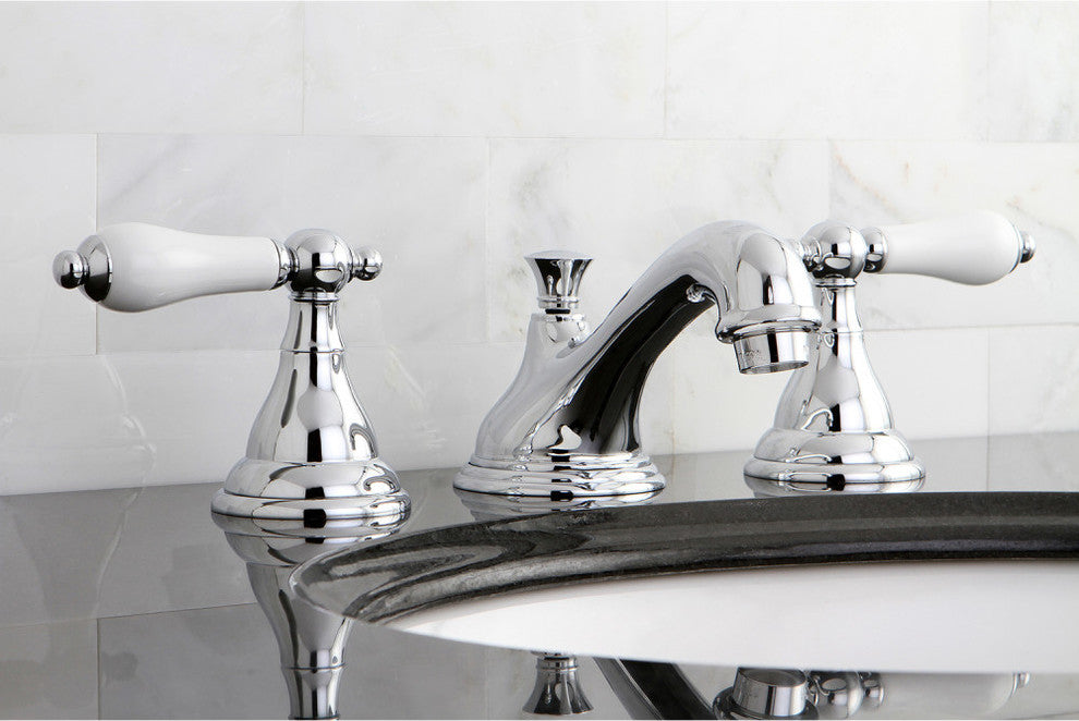 Kingston Brass Widespread Bathroom Faucet With Brass Pop-Up, Polished Chrome