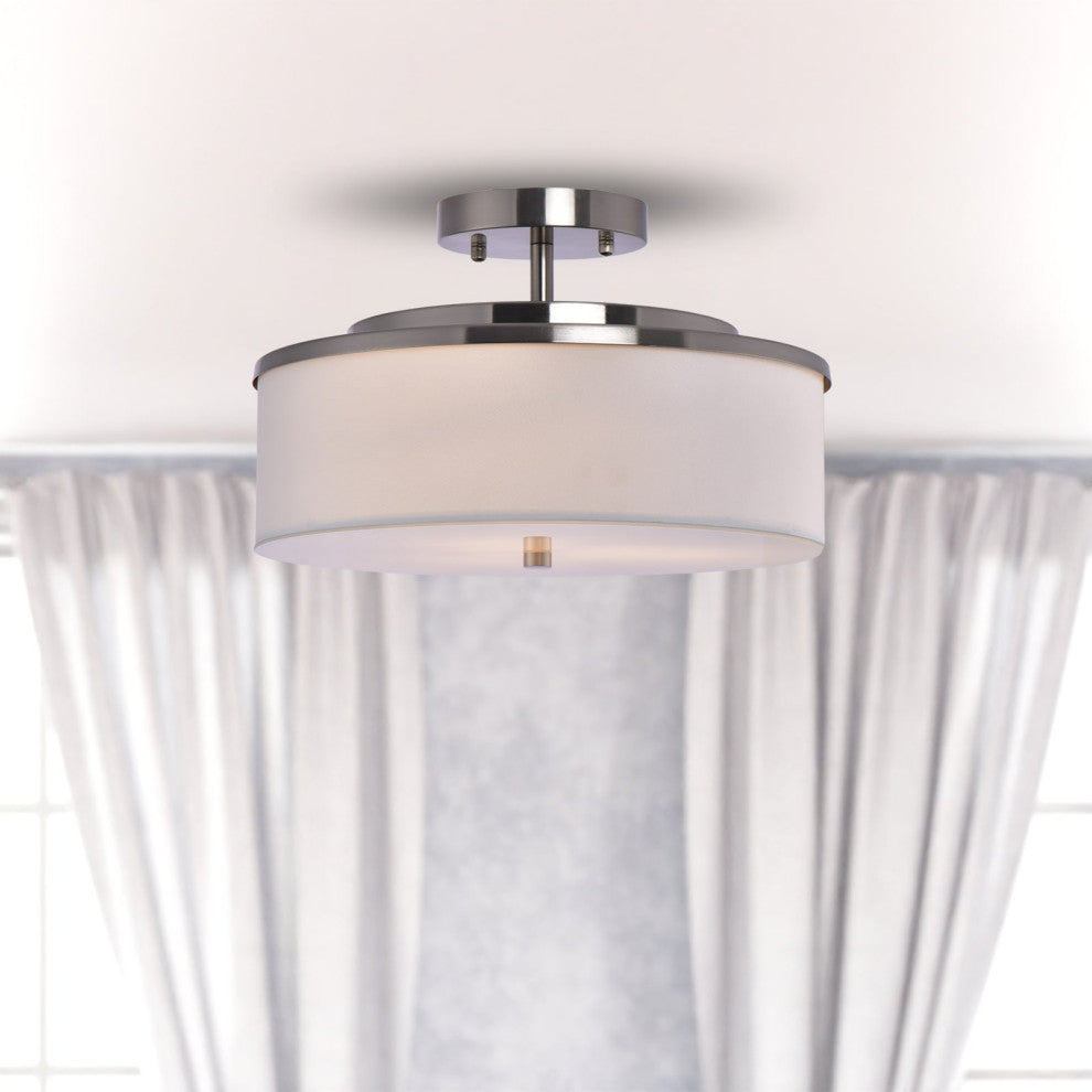 Lazzur Adour 3 Light 15" Satin Nickel Semi-Flush Mount Ceiling Light