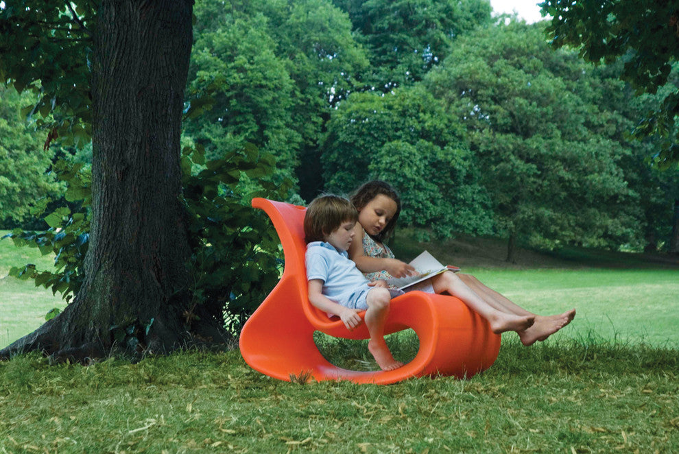 Modern Plastic Outdoor Lounge Chair, Offi Mod Lounger, Orange
