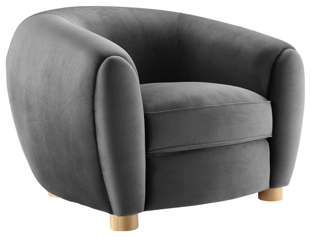 Abundant Performance Velvet Armchair Charcoal
