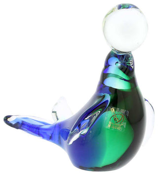 GlassOfVenice Murano Glass Seal - Blue and Green