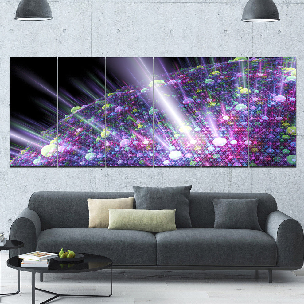 Purple Solar Bubbles Planet, Abstract Canvas Art Print, 70"x28", 6 Panels