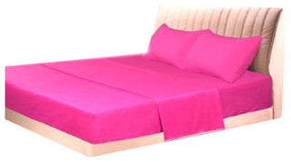 Tache Solid Rose Neon Pink Bed Sheet Set, King