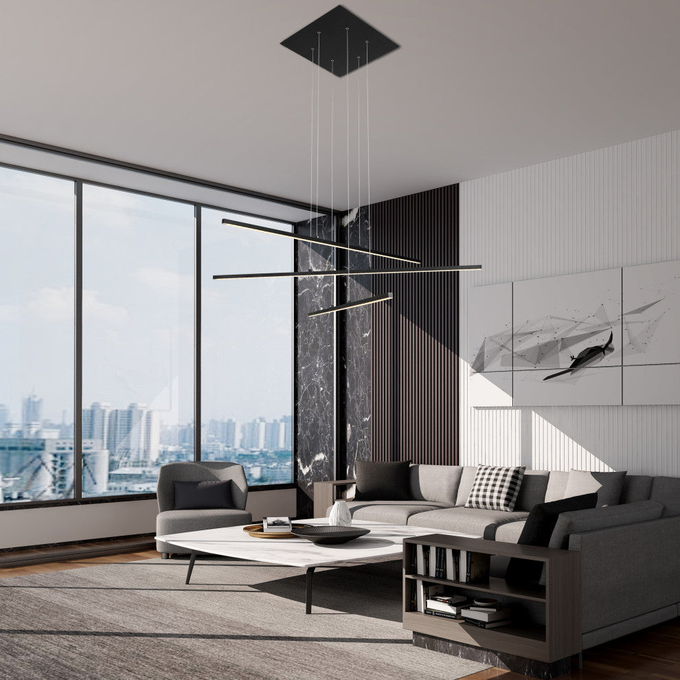 Black Linear Multi-Light Pendant