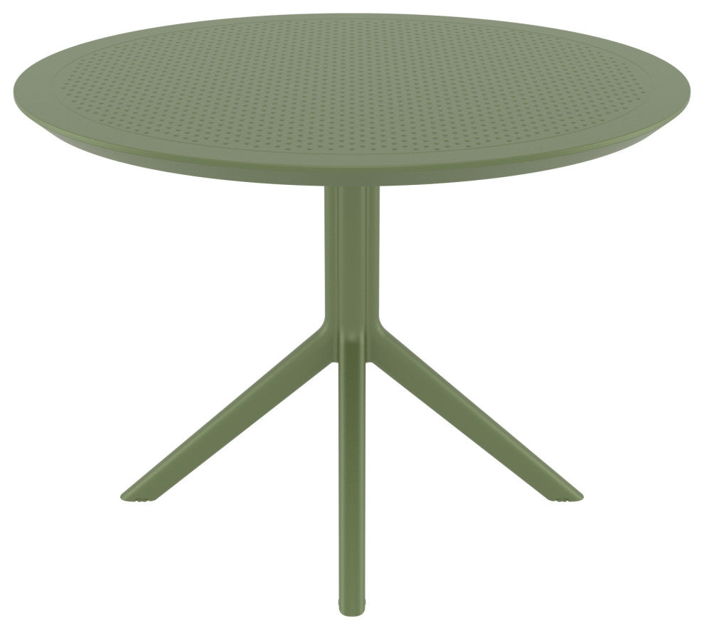 Sky Round Dining Table 42" Black, Olive Green