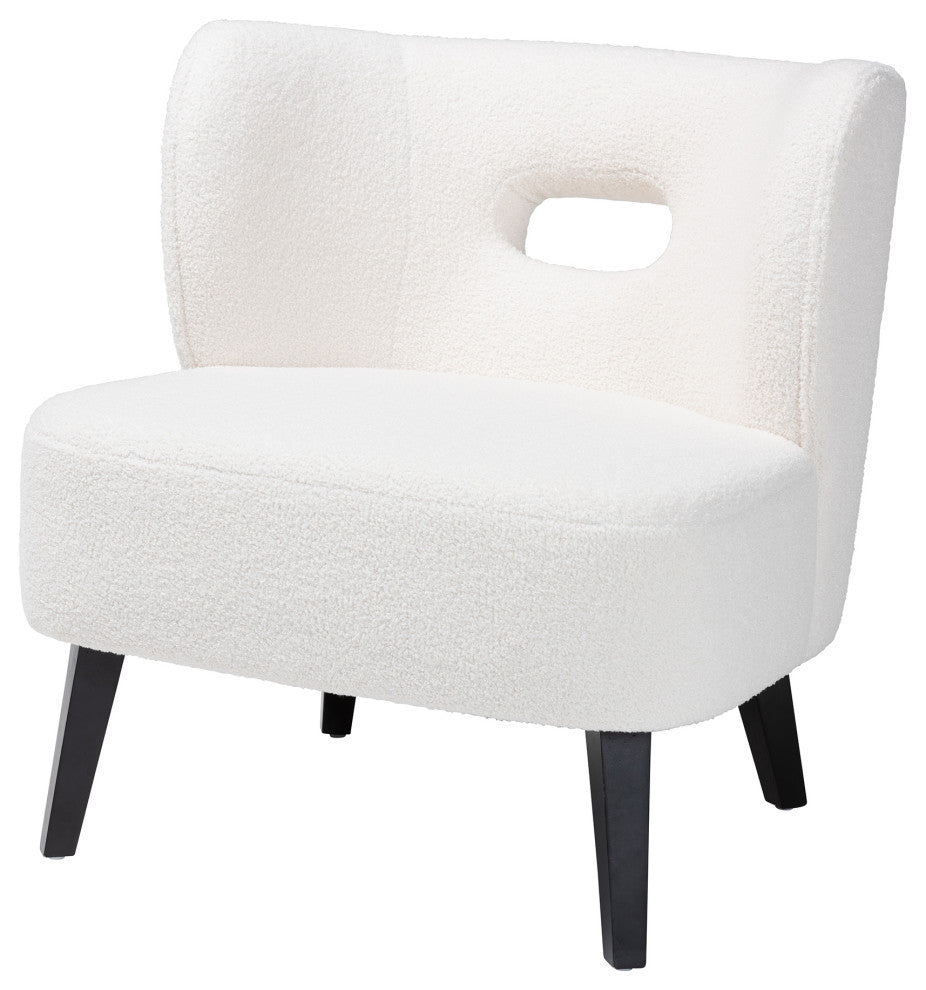 Naara Contemporary Ivory Boucle Upholstered and Black Finished Wood Accent Chair
