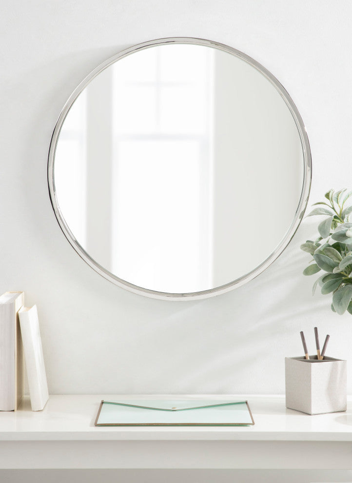 Rowla Round Wall Mirror, Silver 24" Diameter