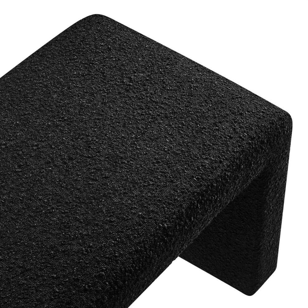 Simba Boucle Fabric Waterfall Long Bench - Black