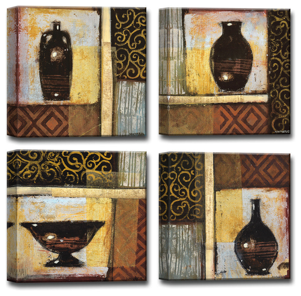 Ready2Hangart 'Ancient Urn"-Iv' by Normanyatt Jr. 4-Piece Art Set, 24"x24"