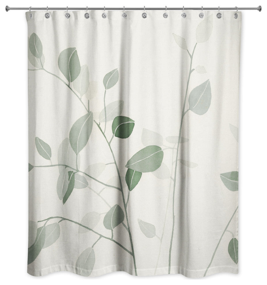 Watercolor Leaves 71x74 Shower Curtain