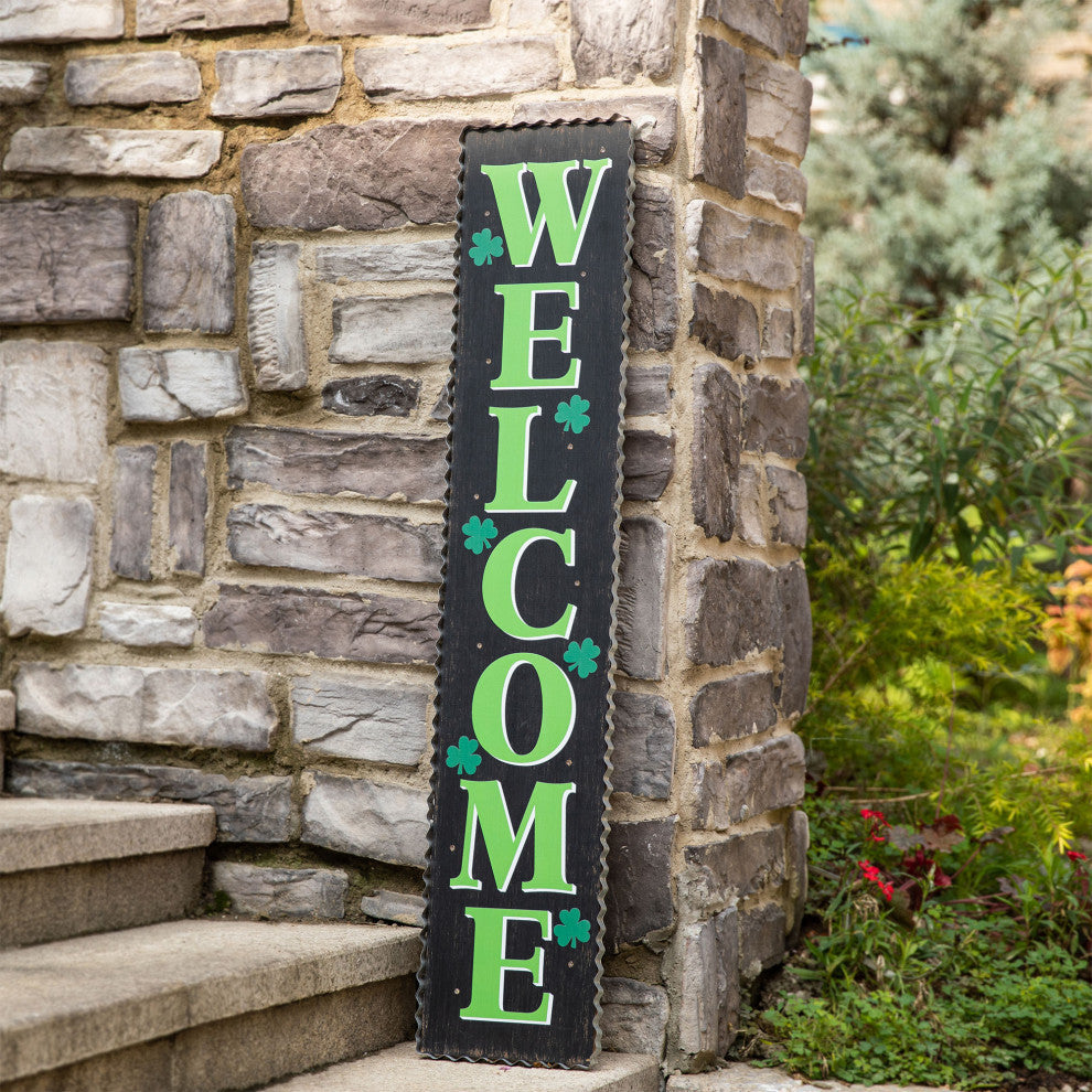 42" Lighted St. Patrick's Wooden "Welcome" Porch Sign