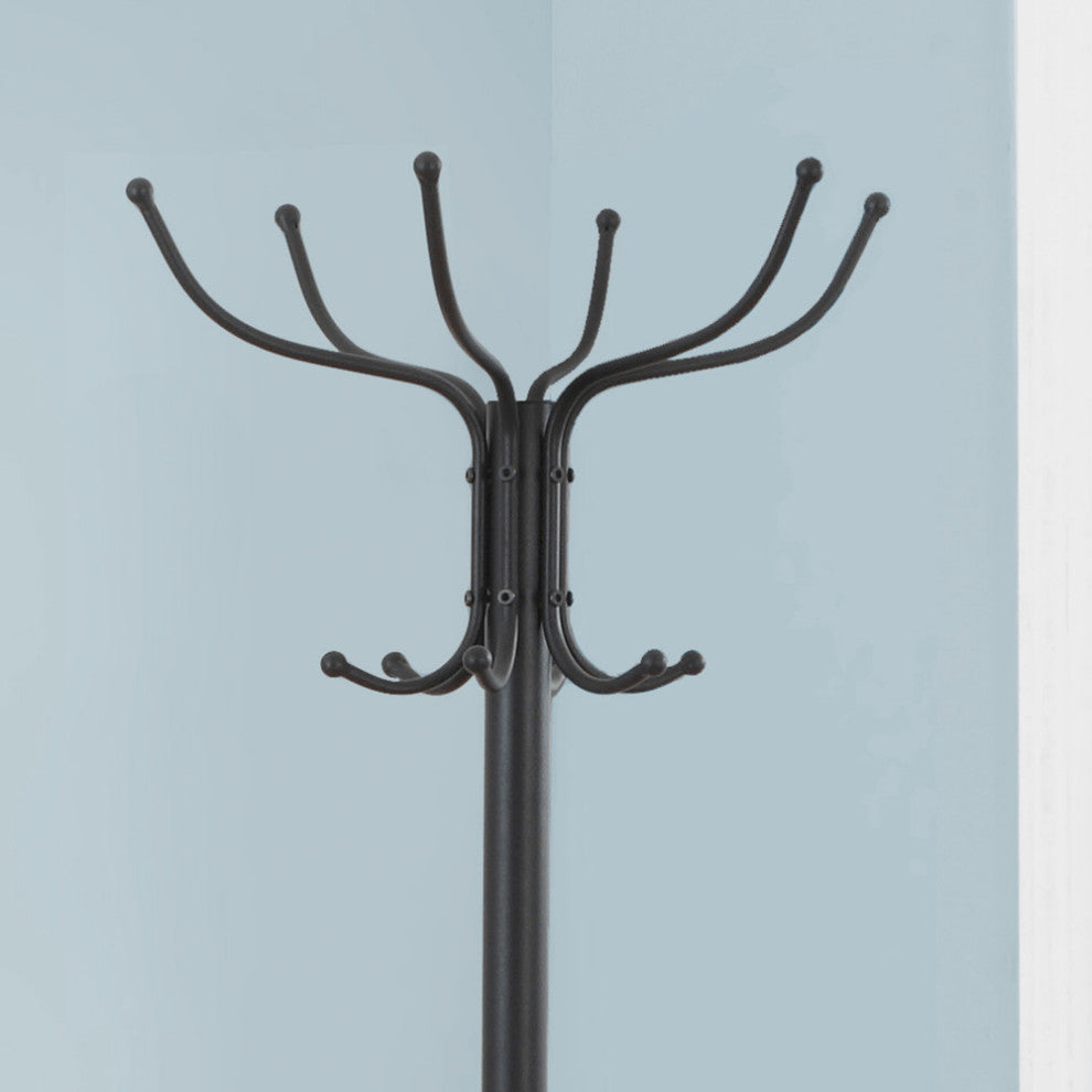 18" X 18" X 70" Black  Metal  Coat Rack