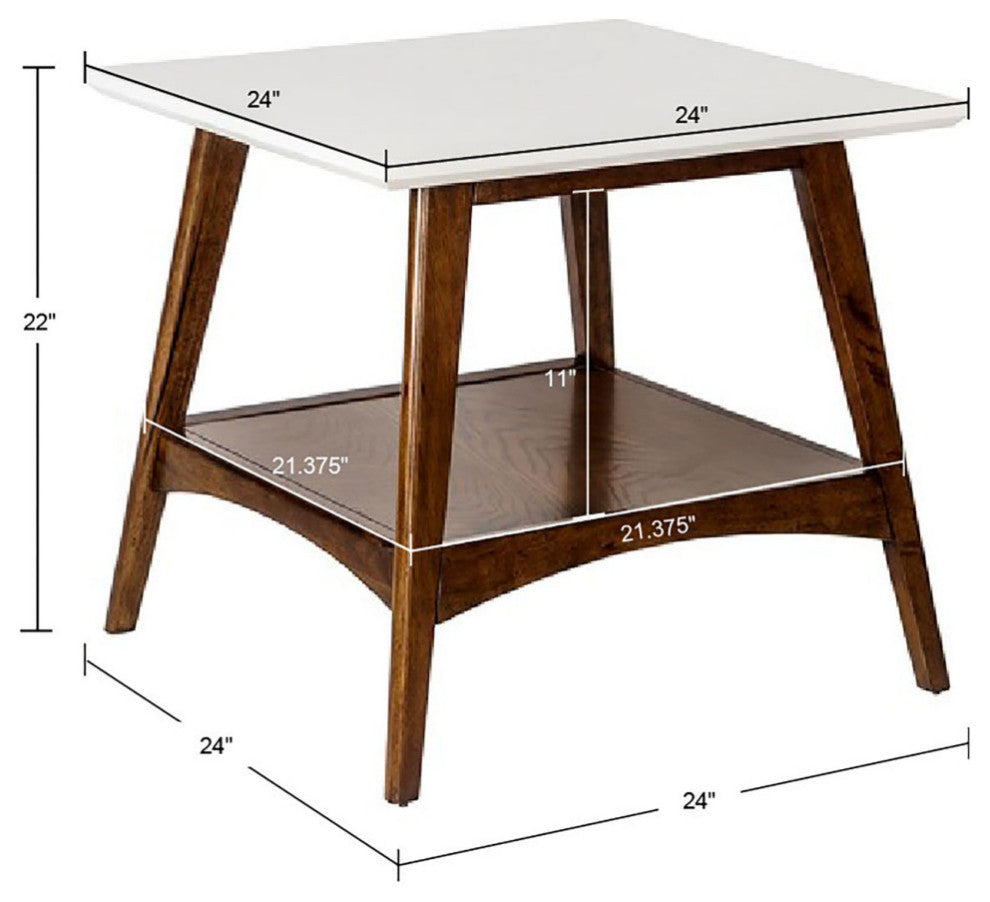 Madison Park Parker Mid-Century Modern Natural Wood End Table, Pecan