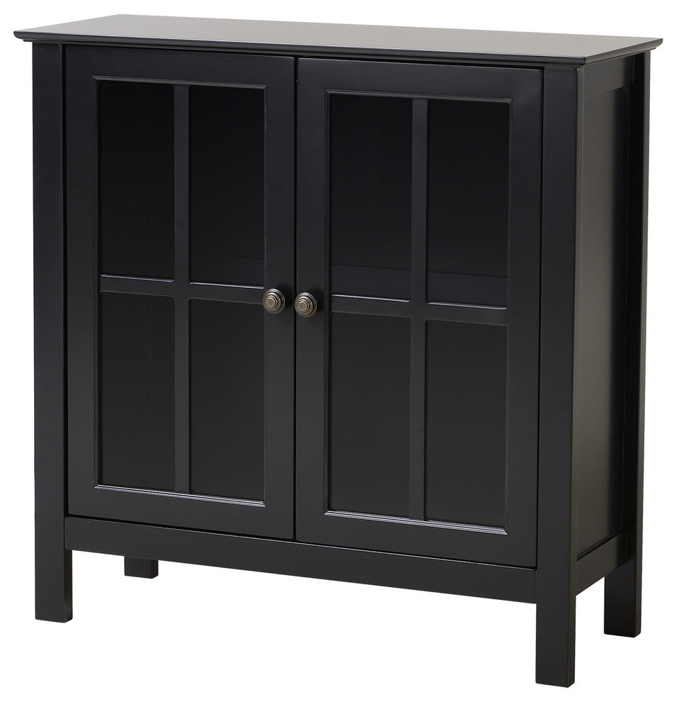 Os Home And Office Black Glass Door Accent And Display Cabinet