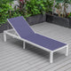 LeisureMod Marlin Patio Chaise Lounge Chair With White Frame, Navy Blue