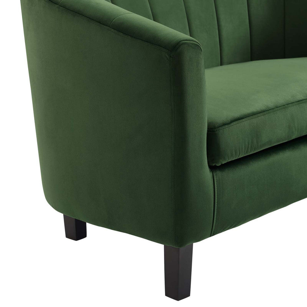 Emerald Prospect Channel Tufted Performance Velvet Armchair