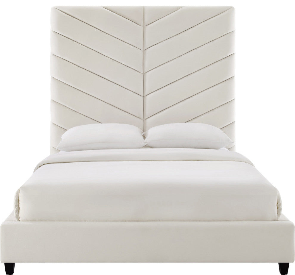TOV Furniture Javan Cream Velvet Bed in Queen