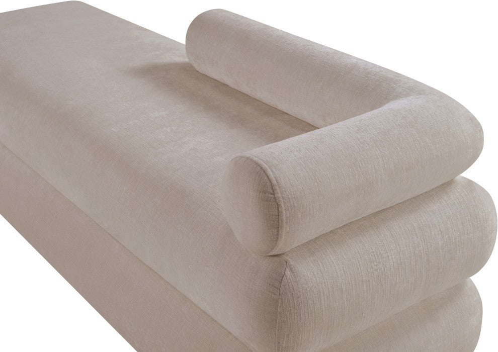 Kennedy Upholstered Bench, Beige, Chenille Fabric