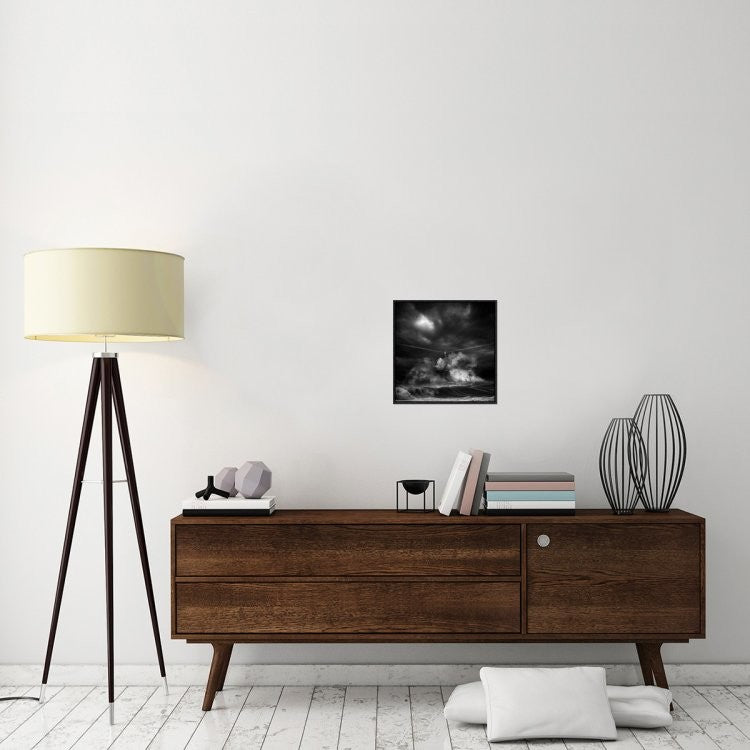 "Muro Time" Framed Canvas Giclee by Pedro Sanchez, 17x17"