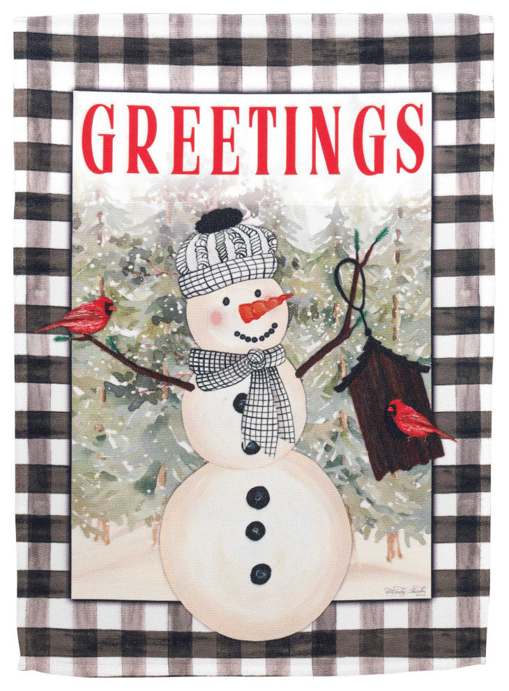 Snowman With Cardinals Flag, Polyester, Garden