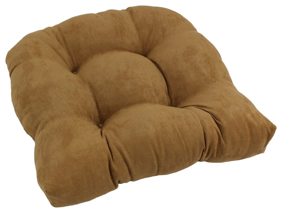 19" U-Shaped Micro Suede Tufted Dining Chair Cushion, Brown