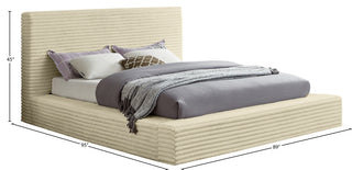 Dexter Upholstered Bed, Cream, King, Corduroy Fabric