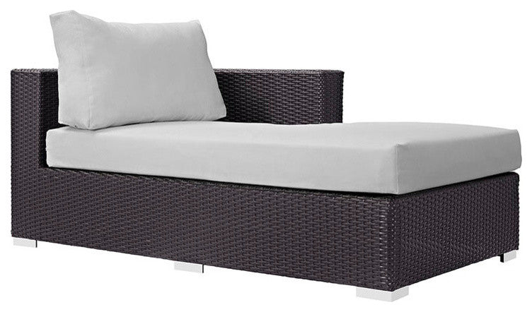 Espresso White Convene Outdoor Patio Fabric Right Arm Chaise