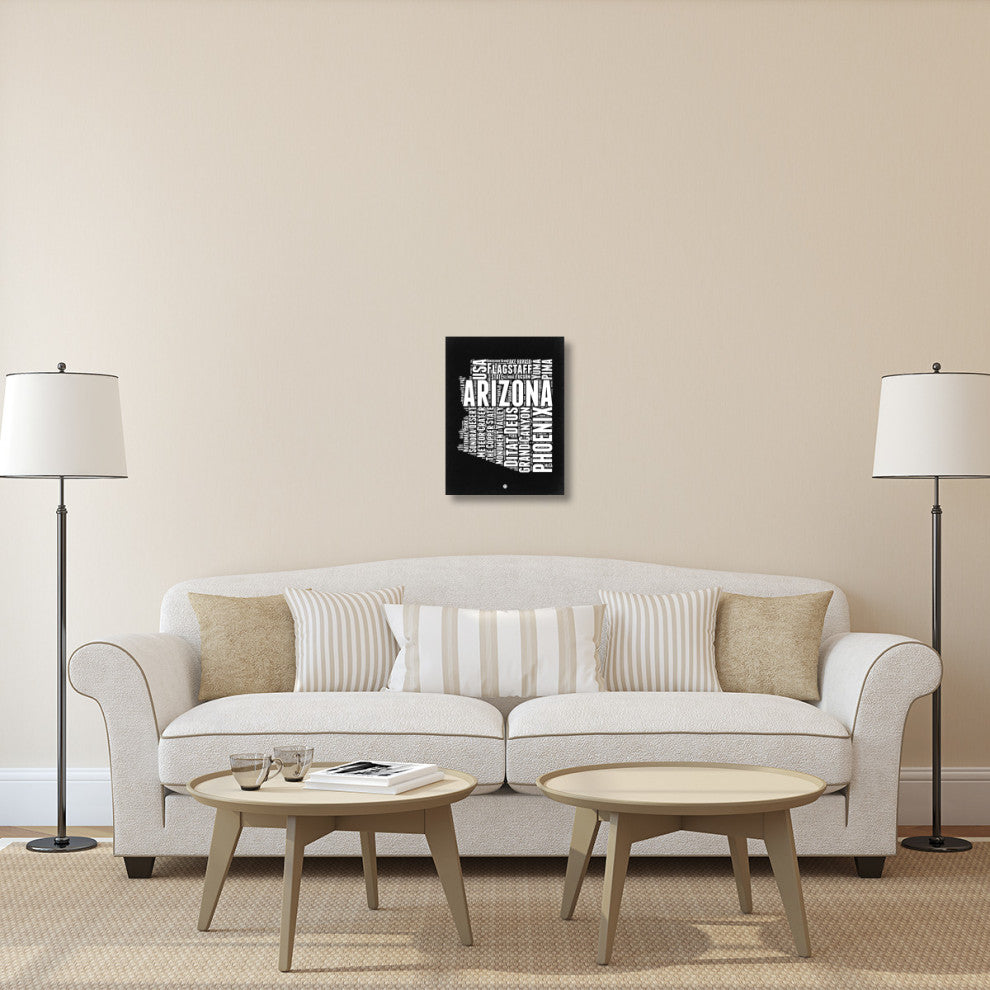 "Arizona Black and White Map" Fine Art Print