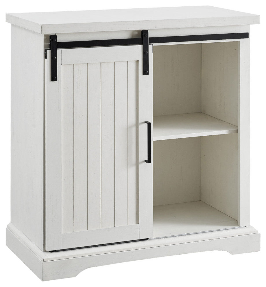 32" Sliding Grooved Door Accent Console - Brushed White
