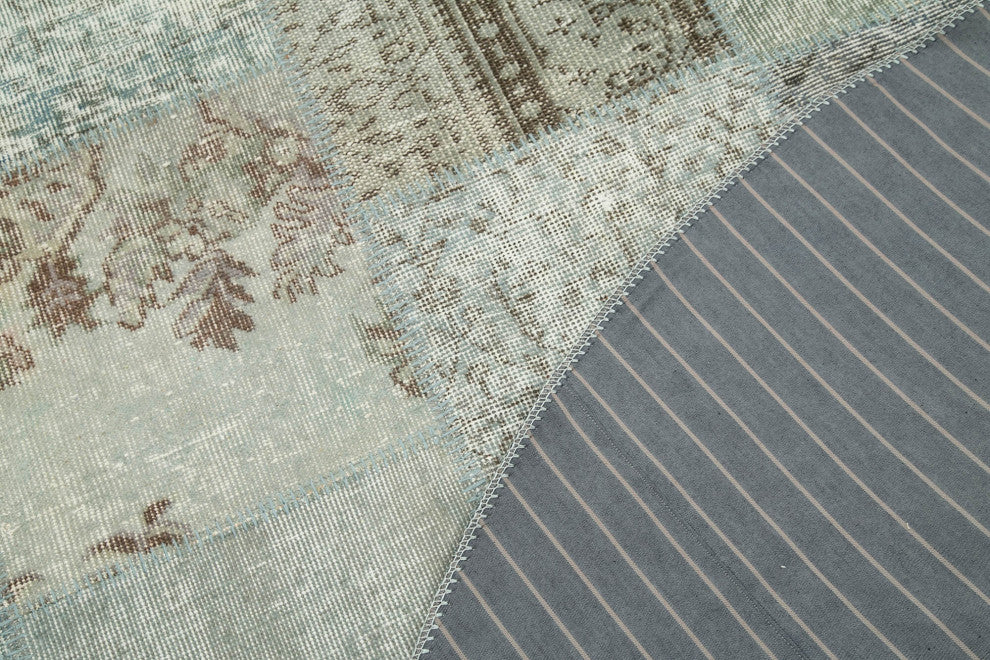 Rug N Carpet - Handmade Anatolian 7' 1" x 7' 1" Contemporary Round Patchwork Rug