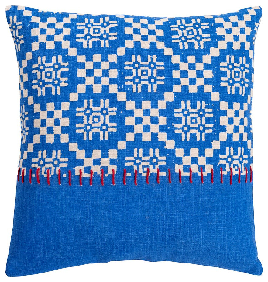 Surya Delray DEA-004 18"x18" Pillow Kit, Cream/Bright Blue/Cherry