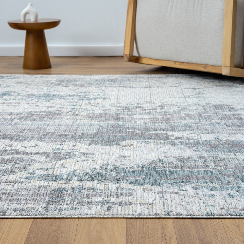 Brynn Gray/Blue Modern Abstract Indoor Area Rug, 9' x 12'