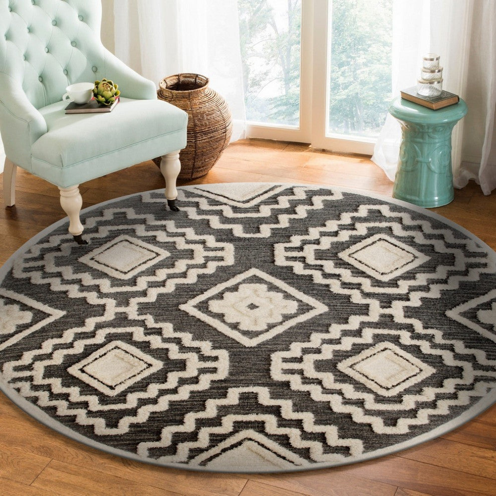 Contemporary Tufted Scandinavian Round Rug, 4' Round