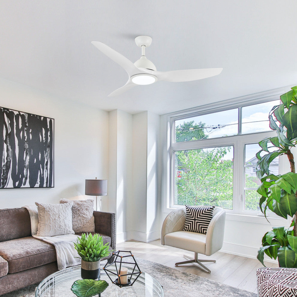 52-inch Modern Intergrated LED White Ceiling Fan with Light