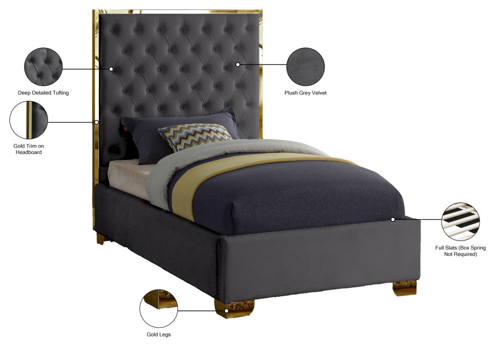 Lana Velvet Bed, Gray, Twin