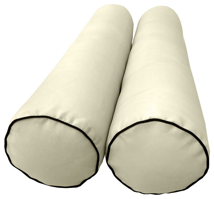 Style5 Twin-XL Contrast Pipe Trim Bolster Pillow Outdoor Slip Cover ONLY AD005