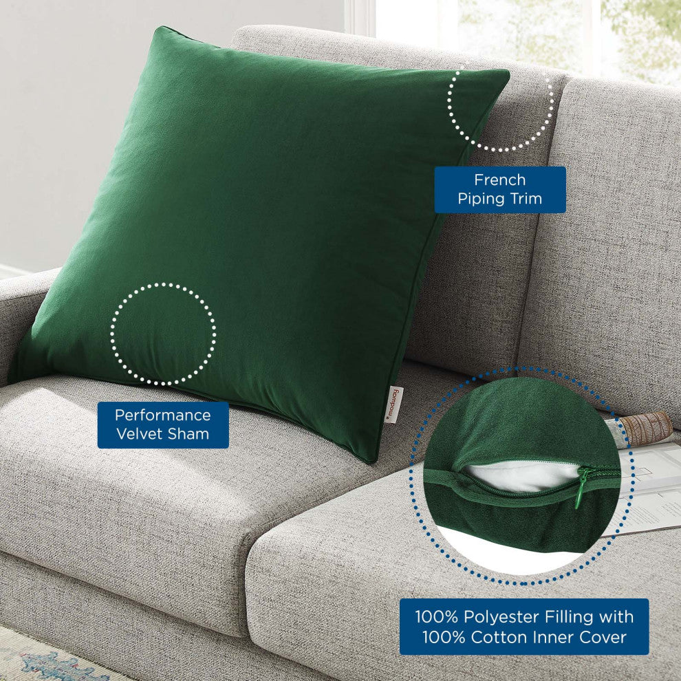 Accent Throw Pillow, Velvet, Green, Modern, Living Lounge Hotel Hospitality