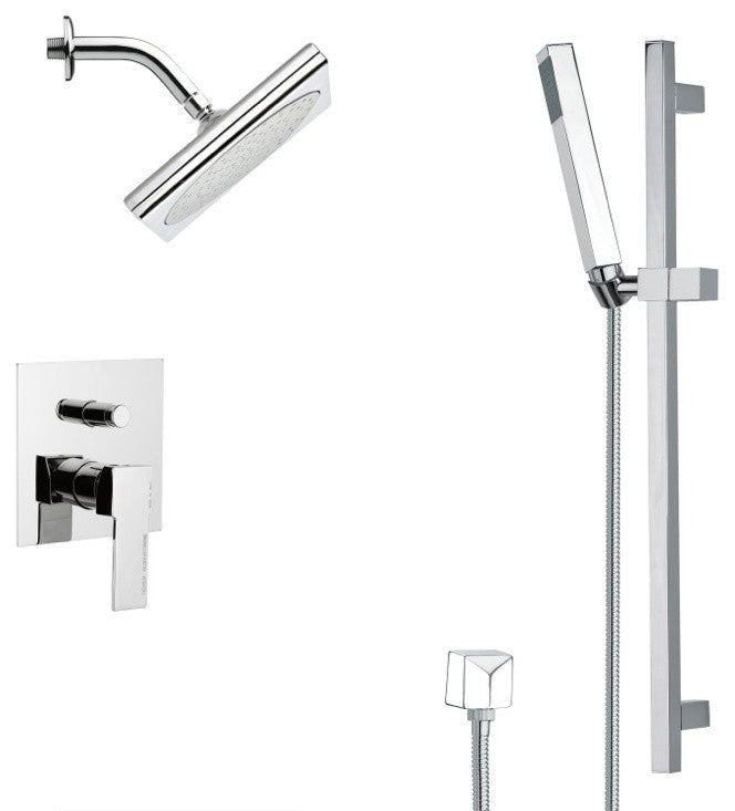 Chrome Shower System With 9" Rain Shower Head and Hand Shower