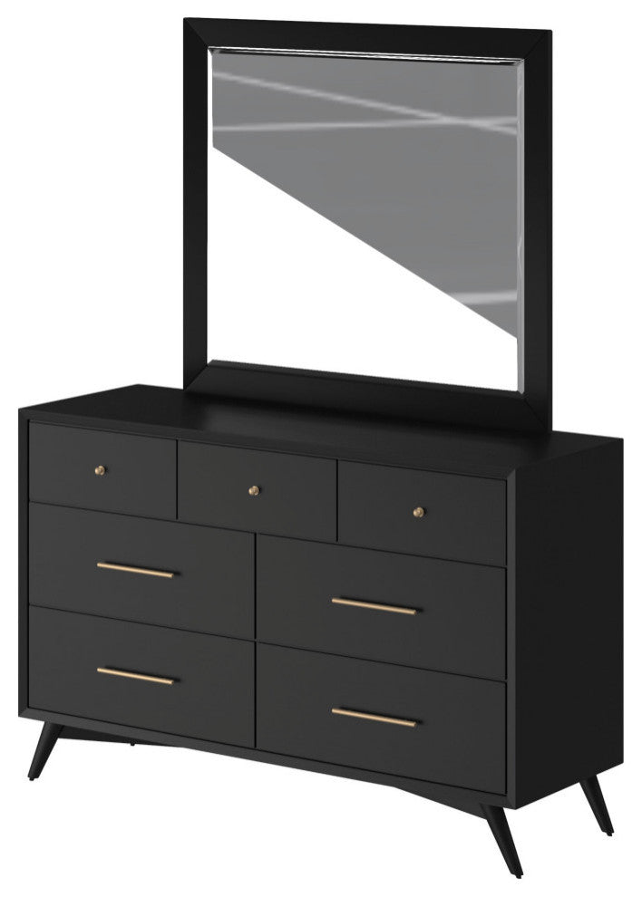 Flynn Mid Century Modern Mirror, Black