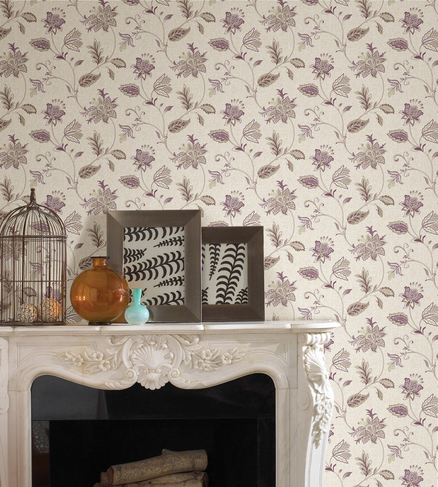 Georgette Burgundy Jacobean Wallpaper Bolt