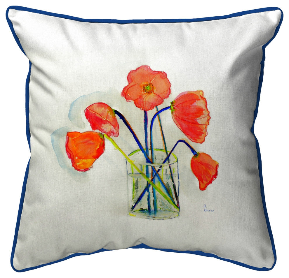 Poppies in Vase Large Indoor/Outdoor Pillow 18x18