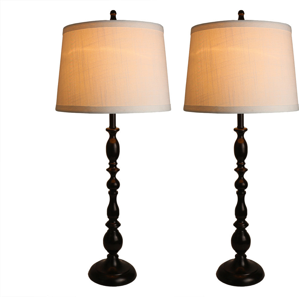 Urbanest Parker Oil Rubbed Bronze Table Lamps, Off White Linen Shades, Set of 2